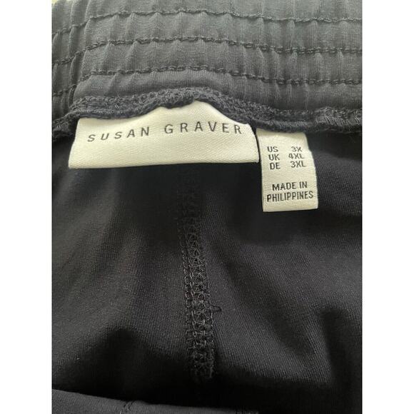 Susan Graver Pull-On Cargo Capri Pants Women 3X Blue Roll Up Cropped Utility - Picture 7 of 12